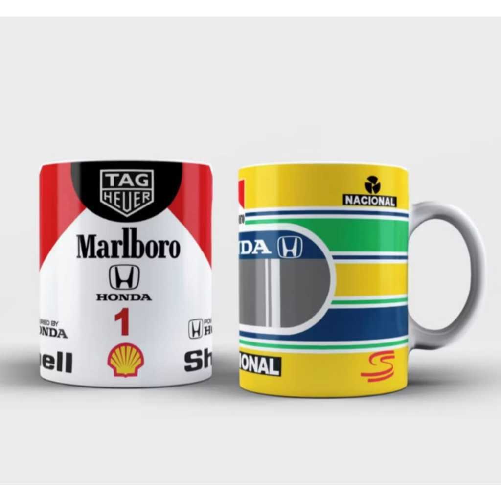 Caneca Personalizada Ayrton Senna Brasil Corrida Carro Formula 1 F1 Porcelana Miniatura - 325 ml