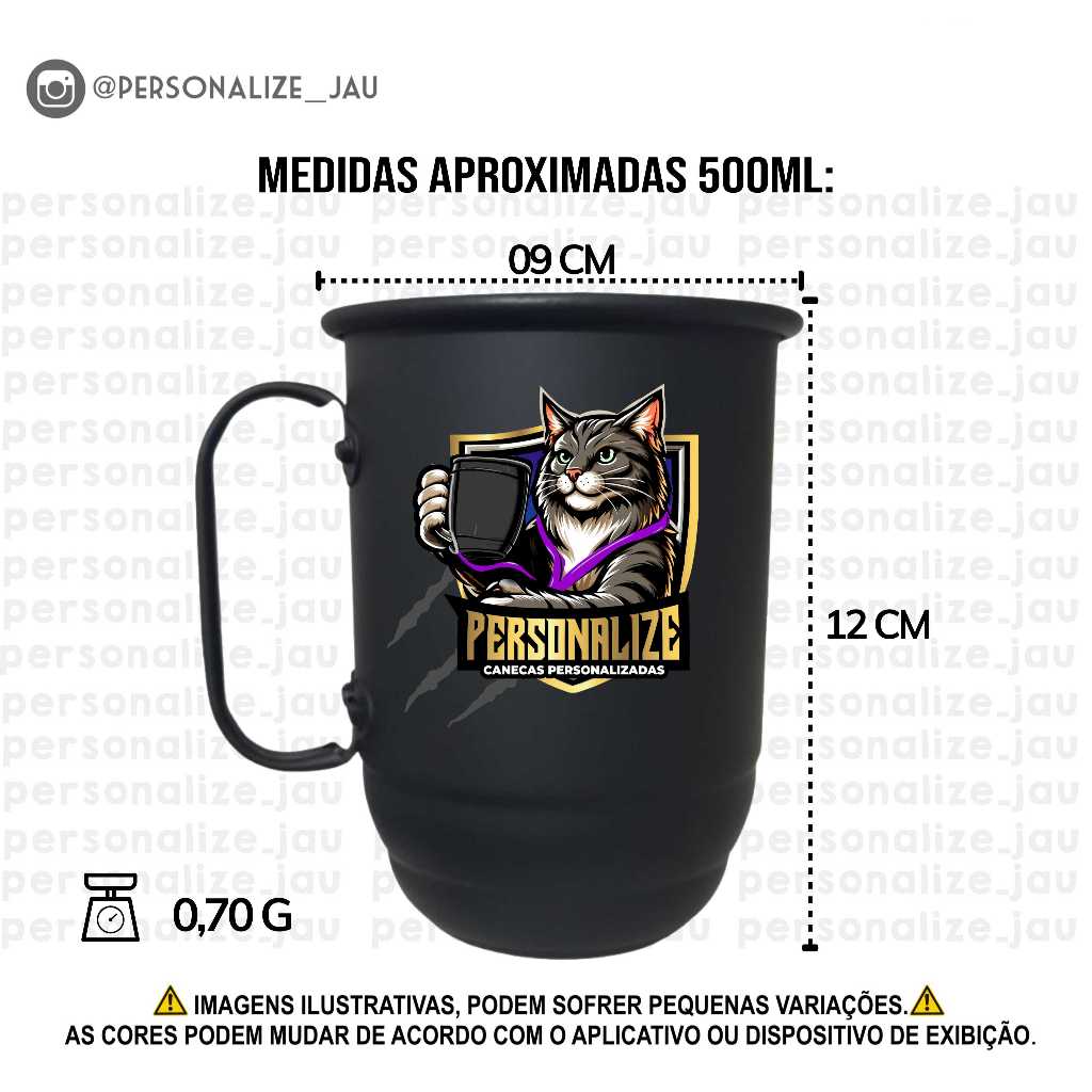 Caneca de alumínio 500ml personalizada com tirante- Frases Femininas Mulher Menina Garota Mina Parceira