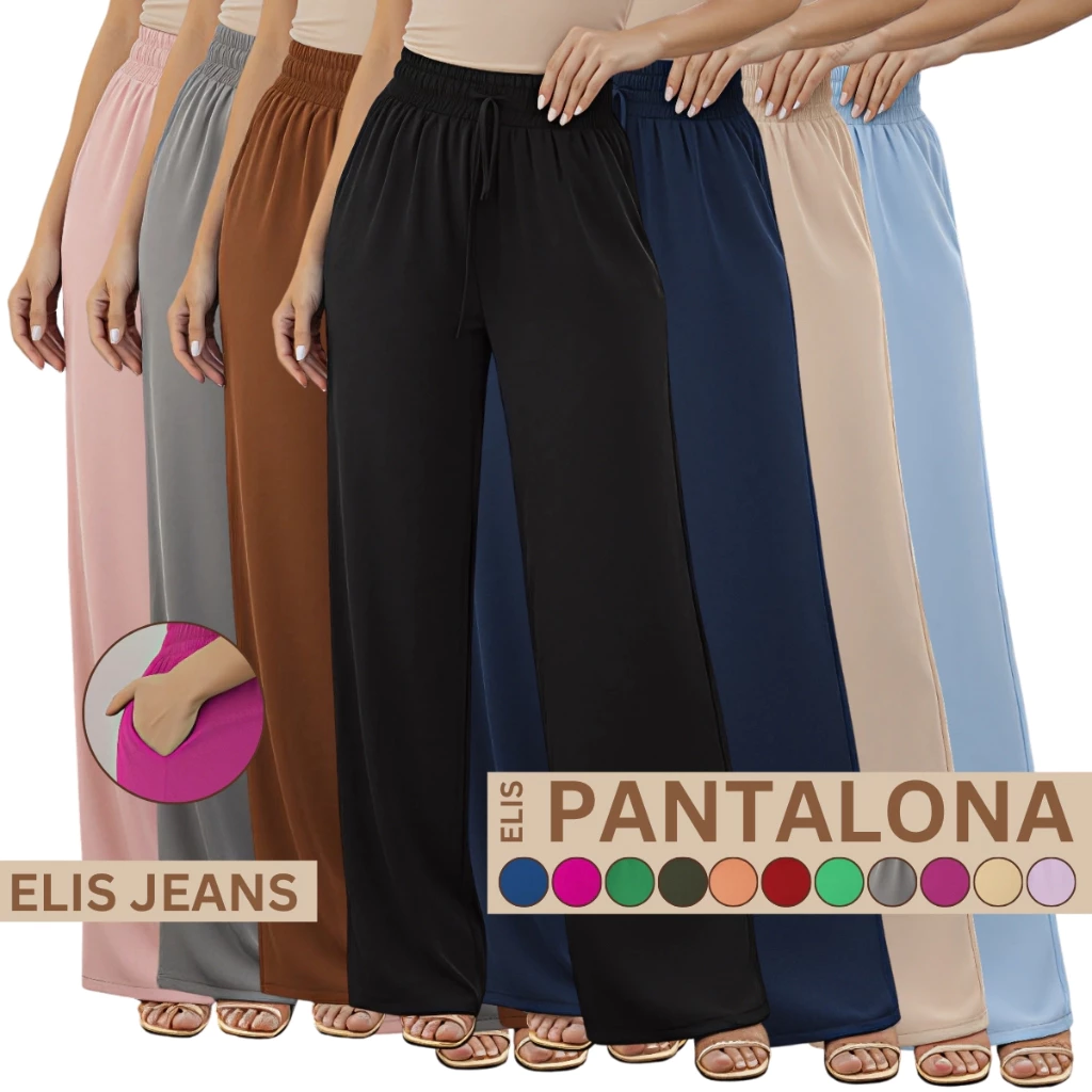 Calça Pantalona Feminina Cintura Alta  Com Bolso Tecido Duna — imagem 1