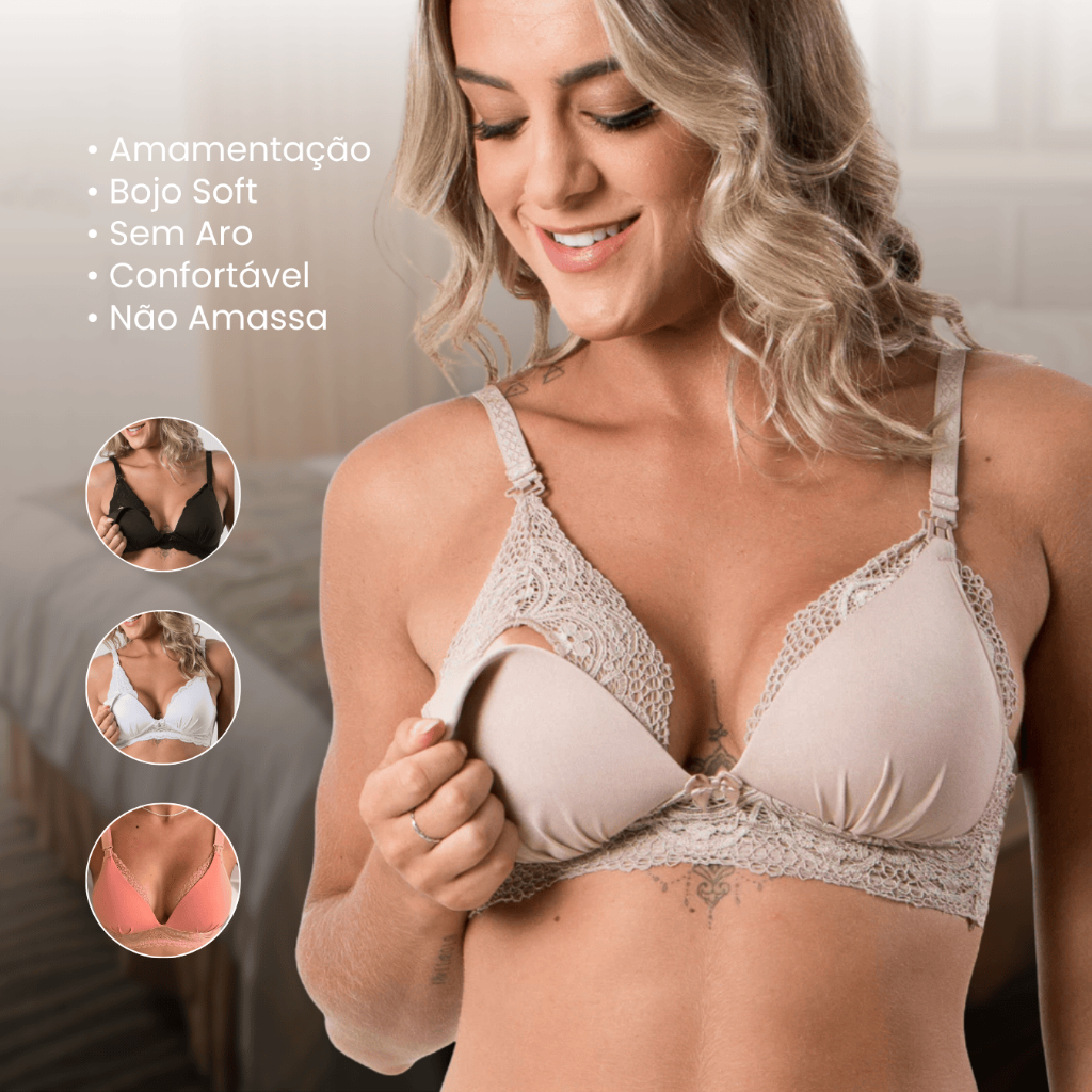 Sutiã Amamentação Com Bojo Soft Não Amassa Sem Aro Microfibra Alça Reforçada Com Renda Super Confortável em Oferta na Shopee