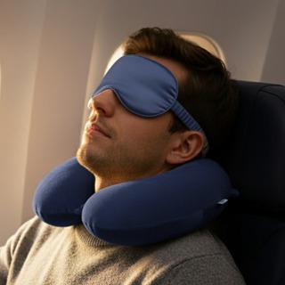 Kit Viagem 2 Peças: Almofada de Pescoço + Máscara de Dormir – Adulto e Infantil em Oferta na Shopee