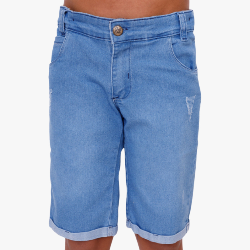Bermuda jeans masculina infantil juvenil Menino Regulador Cores Moda Estilo Shorts Criança Escola