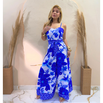 Macacão Envelope Feminino Longo Floral Azul – Elegância e Conforto para Qualquer Ocasião!