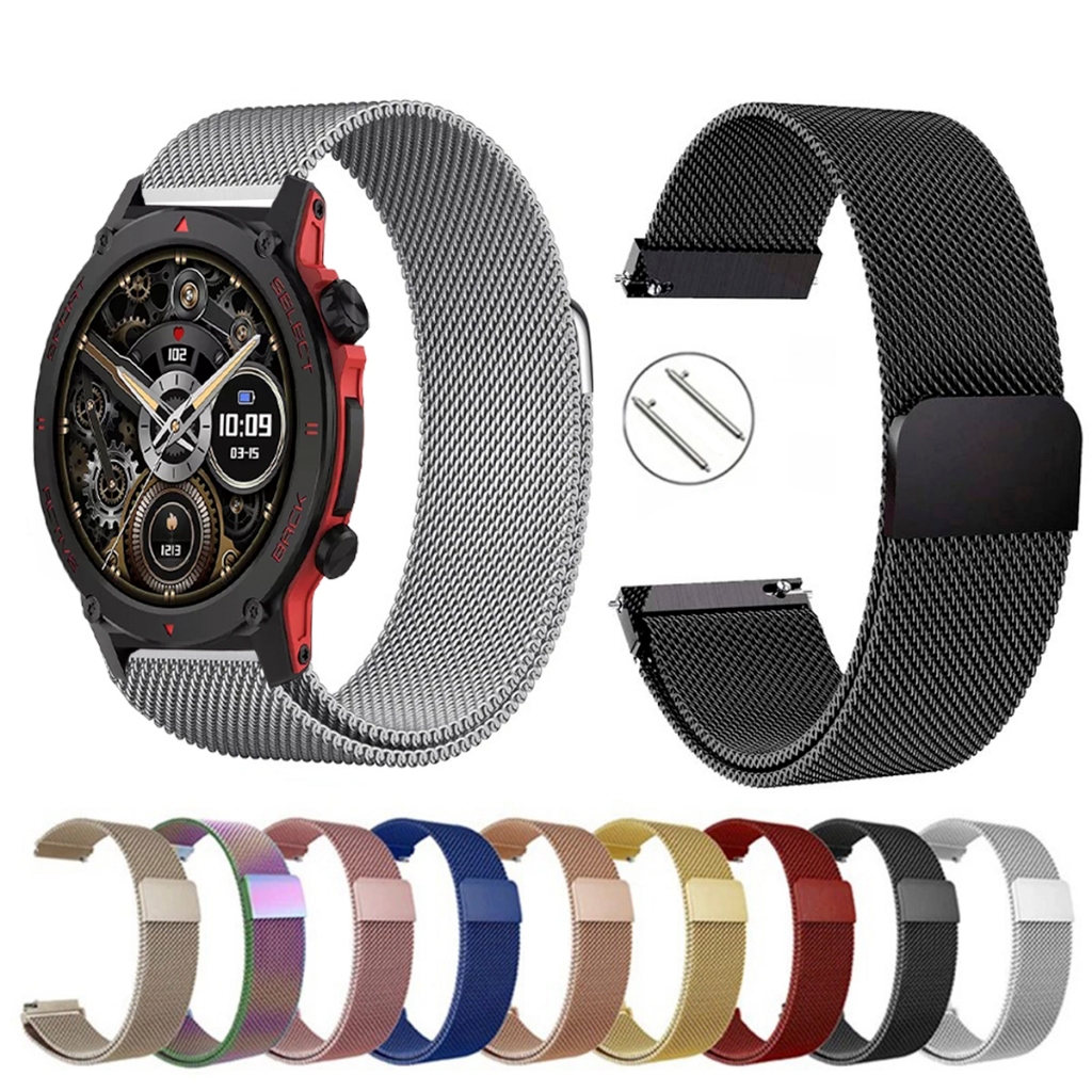 Pulseira de 22mm milanesa aço inox para Smartwatch Peje Zw13-amd de Engate Rapido