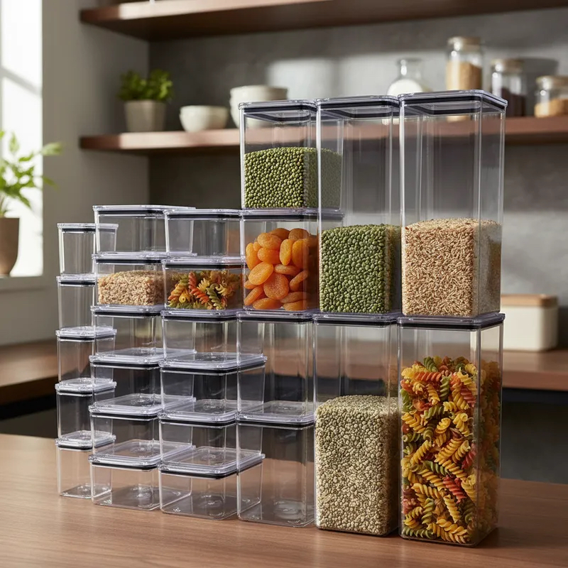 Kit premium com 25 Potes Herméticos Acrílicos 4 Tamanhos Organização