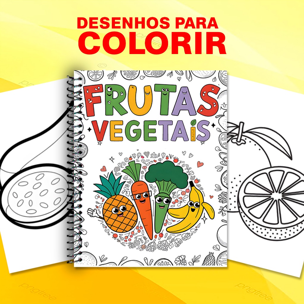 Frutas e vegetais para colorir 60 páginas