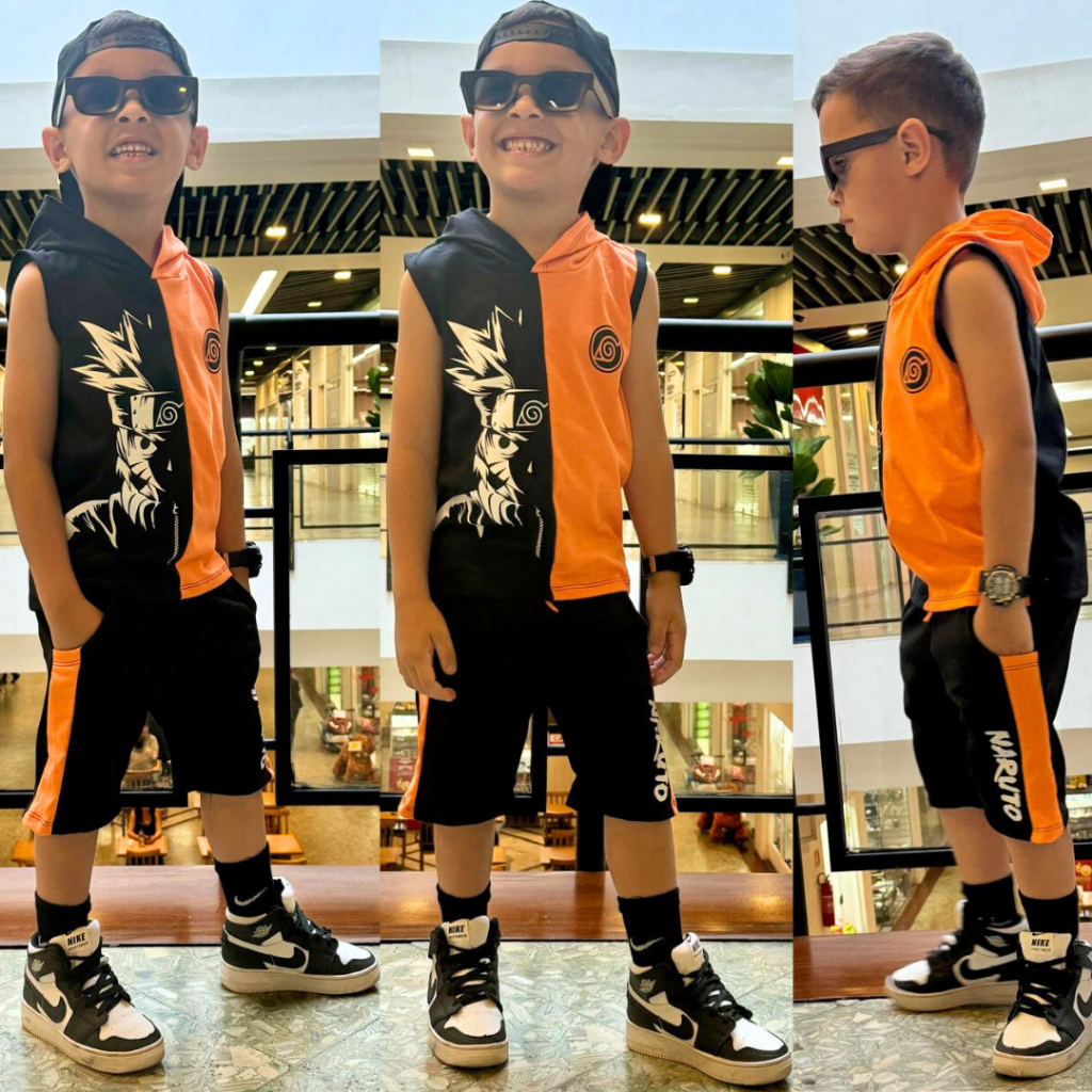 Conjunto Infantil Juvenil Naruto Fantasia Top Blusa + Bermuda em Oferta na Shopee