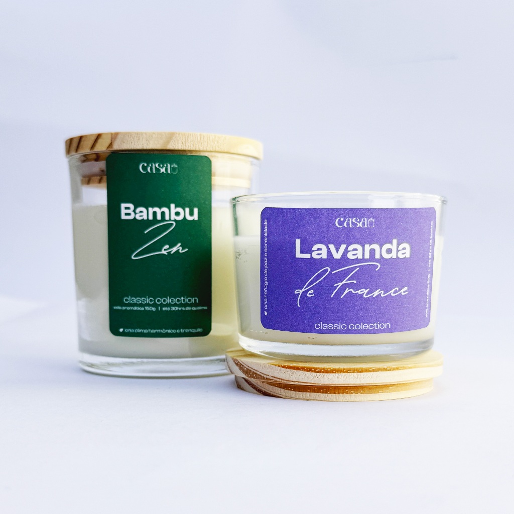 Imagem Kit 2 Velas aromáticas Bambu Zen 150g + Lavanda de France 90g