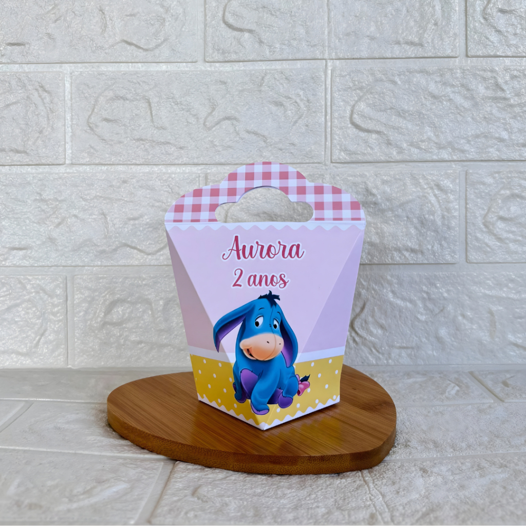 PEGUE E MONTE - Caixinha Coração Triangulove personalizada Ursinho Pooh Baby Menina - Lembrancinhas-Festa de Aniversário