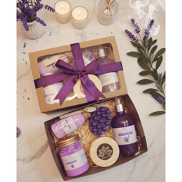 Kit presente SPA completo+Vela aromática+Geleia de banho+Sais de banho+Escalda pés+Sabonete Massageador
