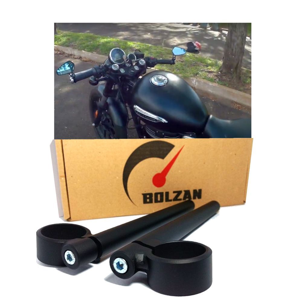 Semi-guidão custom café racer preto fosco para Royal Enfield Meteor 350