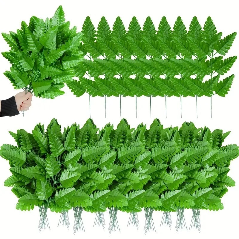 Kit de 10 a 40 Folhas De Samambaia Folhagem Artificial Decoração Casamento - HY802884 VERDE CLARO em Oferta na Shopee