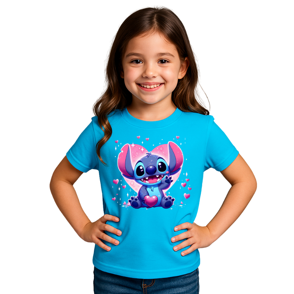 Camiseta Infantil Stitch 💖 100% Algodão Premium Oferta