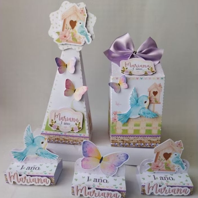 Kit Festa Infantil Jardim Encantado - Pegue e Monte - Lembrancinhas - Aniversário - Caixinhas - Decoração de Mesa Jardim