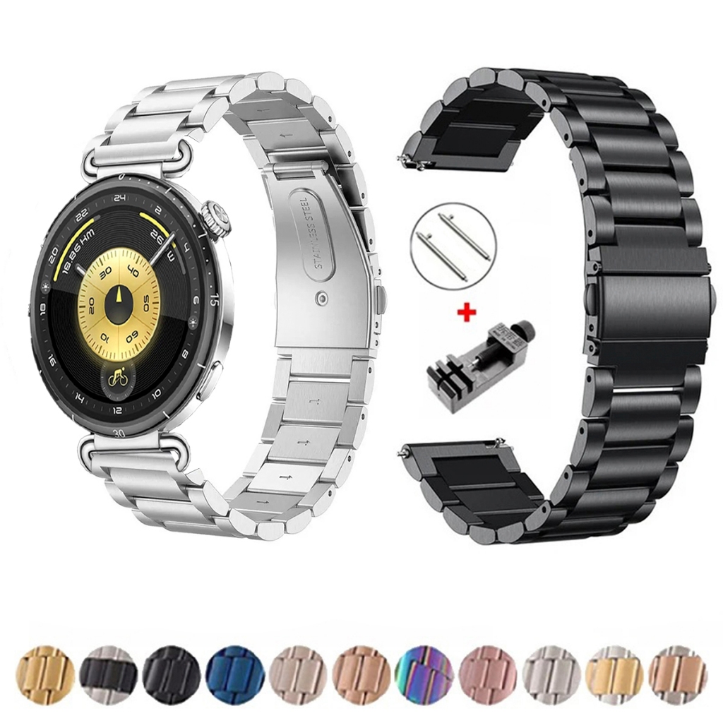 Pulseira de 18mm Metal Elos de aço inox para Smartwatch Huawei Watch GT6 41mm de Engate Rapido