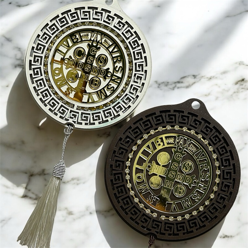 Mandala Decorativa São Bento Proteção e Fe Adorno Religioso Catolico Item Decorativo Para Porta