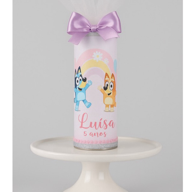 Rótulo + adesivo de tampa para batata Personalizada Bluey e Bingo - Lembrancinha de festa aniversario - vários temas)