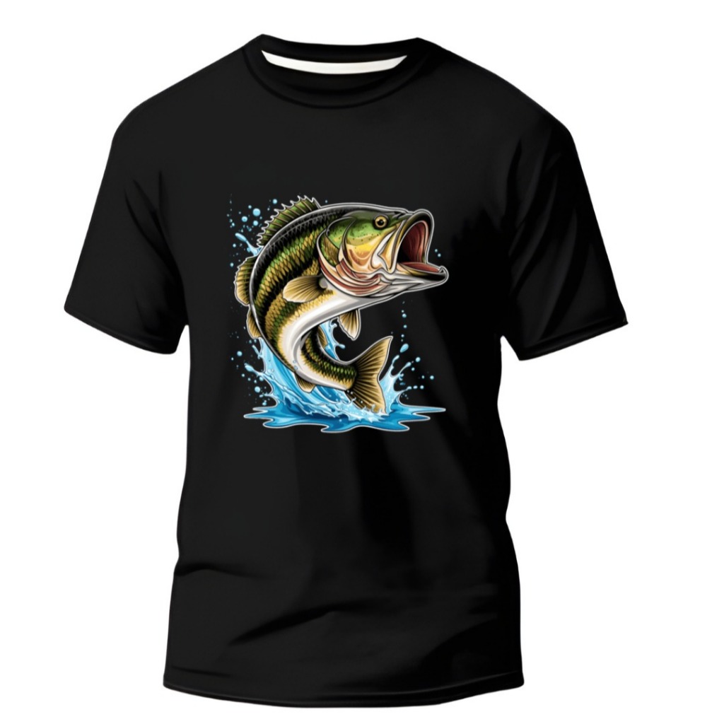 Camisa Básica Masculina Pescaria Black Bass Camiseta Algodão Pesca Peixe