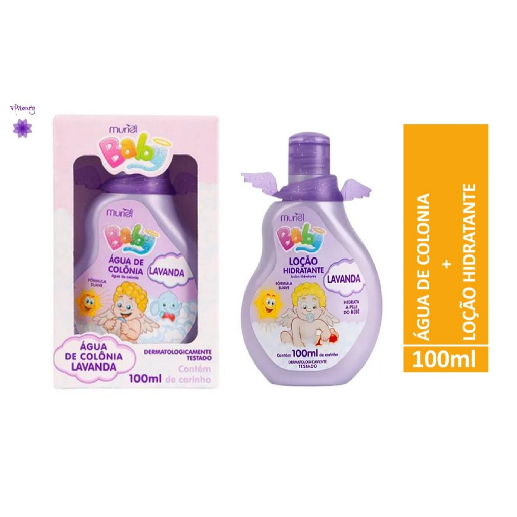 Kit Água de Colônia 100ml + Loção Hidratante 100ml Lavanda Muriel Baby