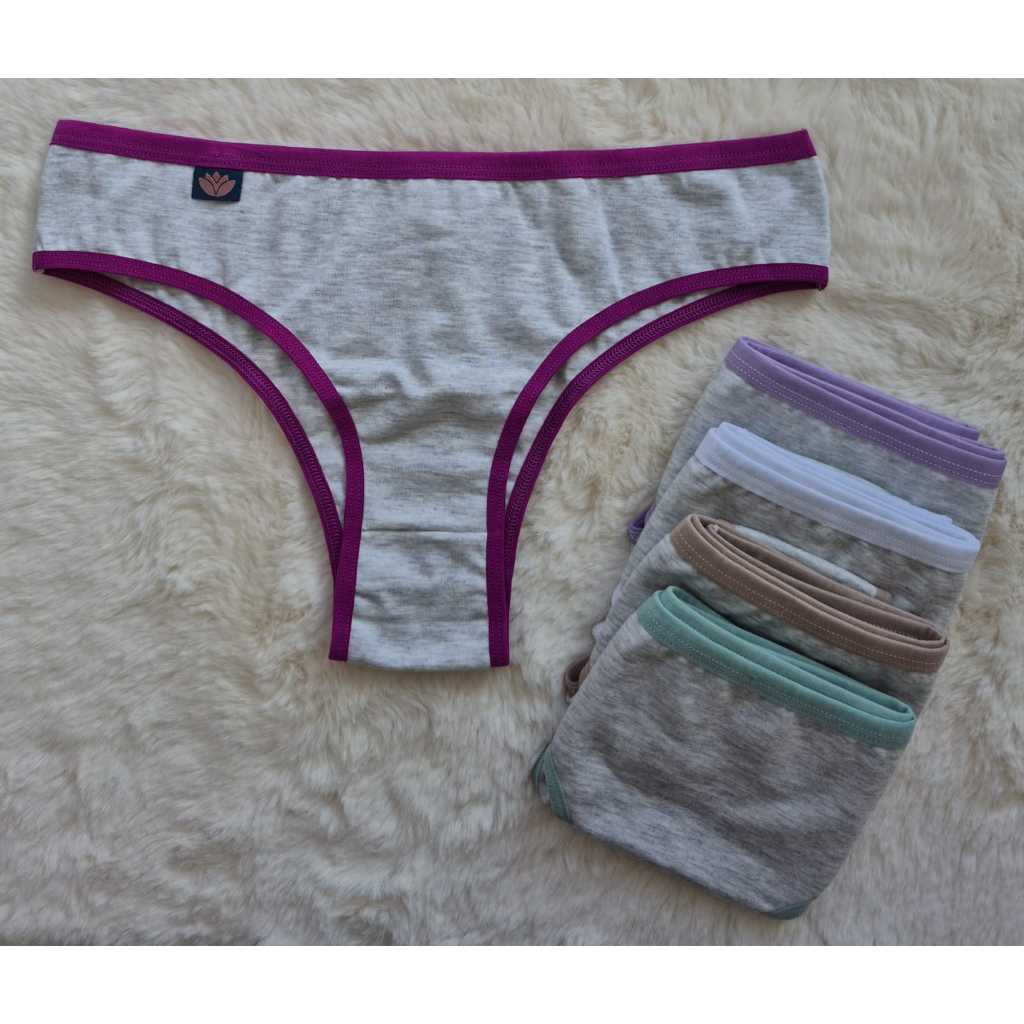 kit 5 Calcinha Malha Algodão Toque Macio Tanga Conforto Adriane Mescla em Oferta na Shopee