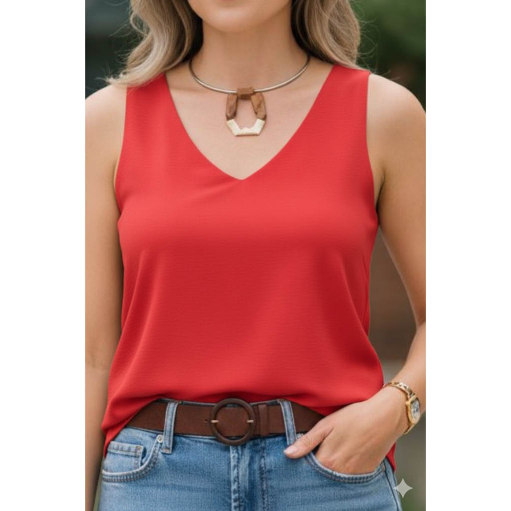 Blusa Regata Feminina Alça Larga Grossa Duna Regata Lisa Básica Elegante