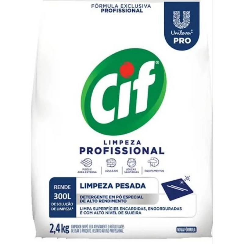 CIF Limpeza Profissional 2,4kg 🧽 Limpeza Pesada • Rende 300L • Detergente em Pó Unilever Pro