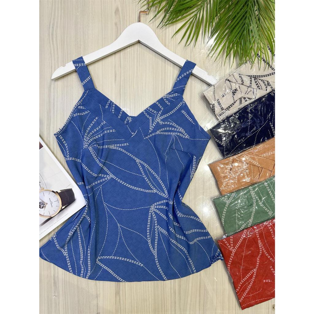 Regata estampada tecido crepinho bonito fashion em Oferta na Shopee