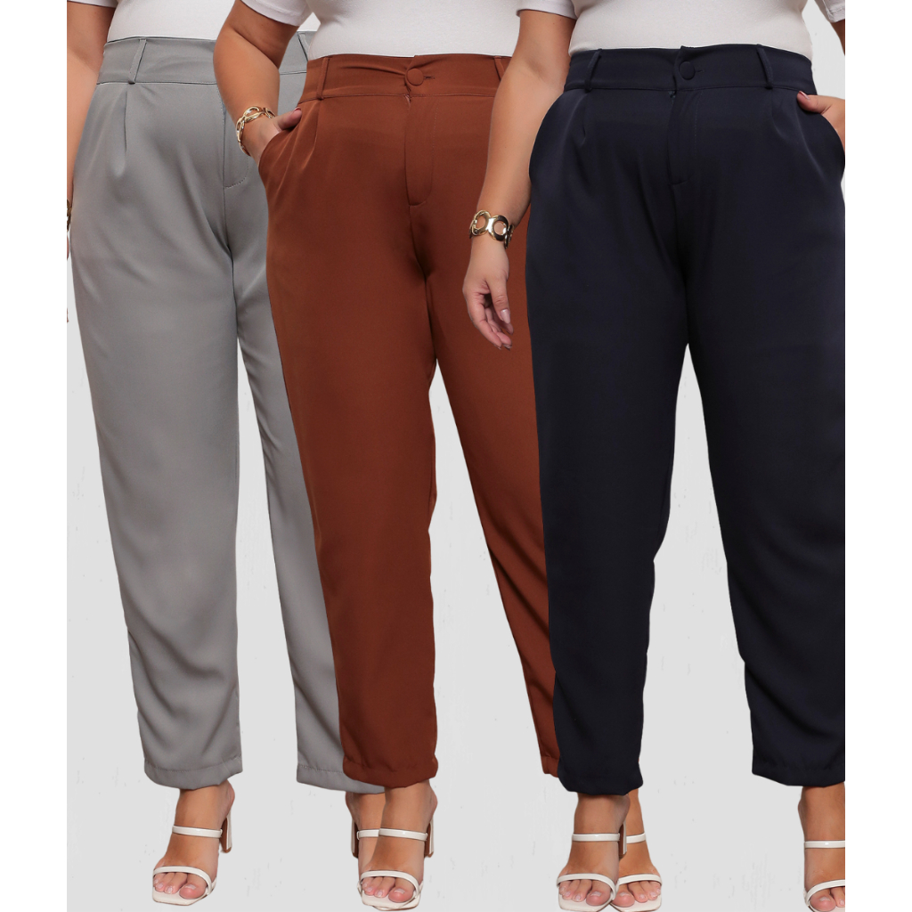 Calça Alfaiataria Plus Size Social Feminina 46 A 52 Social Básica -PRONTA ENTREGA em Oferta na Shopee