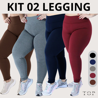 Kit 2 Legging Plus Size Flanelada Grossa Leg Cintura Suplex Alta Zero Transparência G1 G2 G3 G4 G5 em Oferta na Shopee