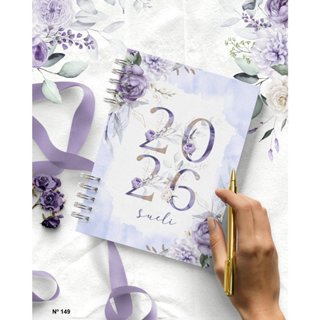 Agenda 2026 Personalizada com Nome e Versículos nas páginas-Capa Dura-Miolo decorado com divisórias em Oferta na Shopee