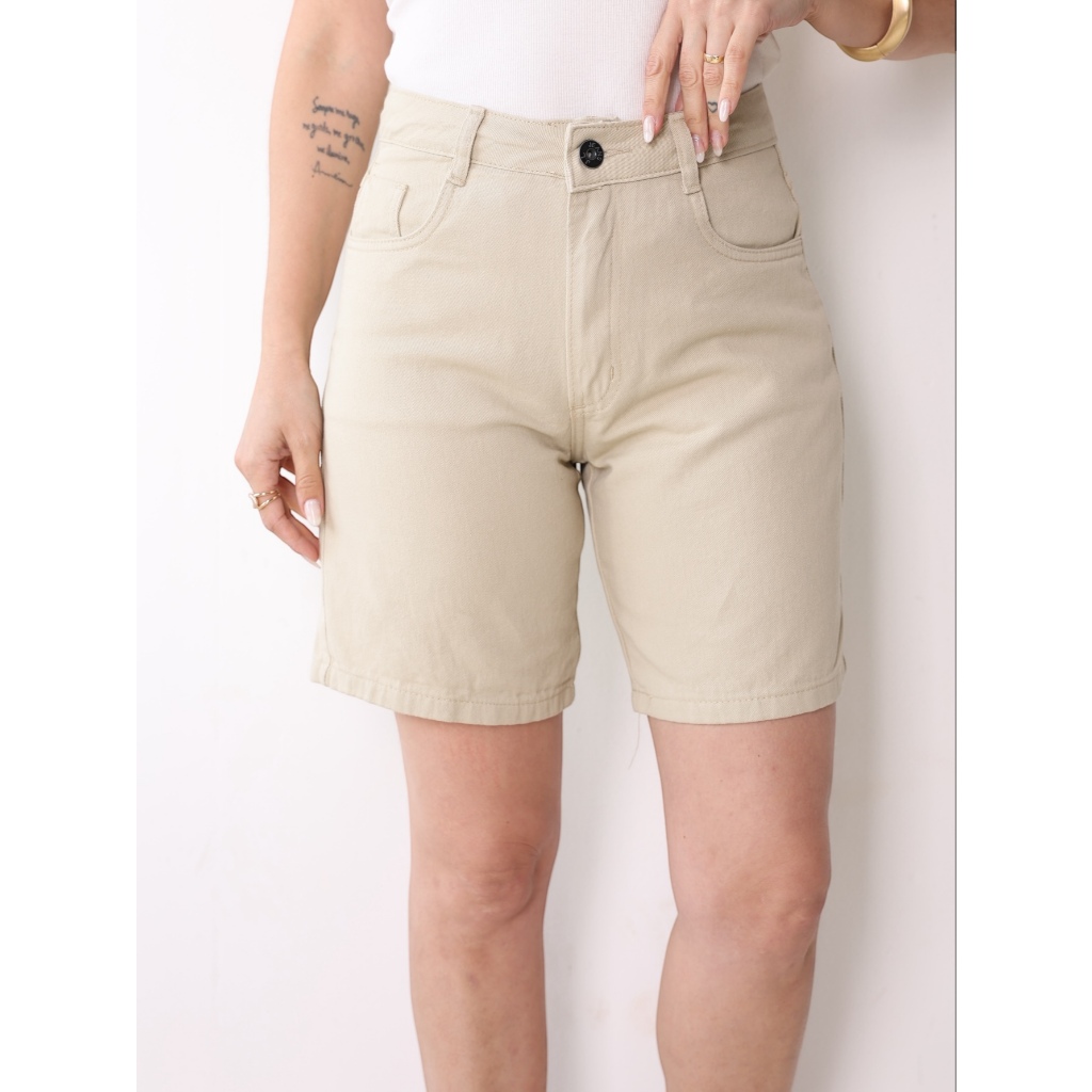 Bermuda Jorts Feminina Reta Sarja Confortável Básica2025 em Oferta na Shopee