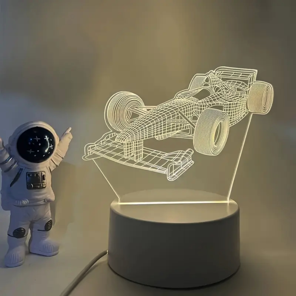 Luminária Carro de corrida Led 3D, Formula 1, velocidade, Abajur com opção de nome gravado em Oferta na Shopee