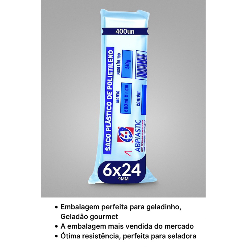 Saquinho Transparente 9mm 6x24 Geladinho Geladão Gourmet  Dimdim Sacole Chupchup a mais vendida do mercado pode seladora