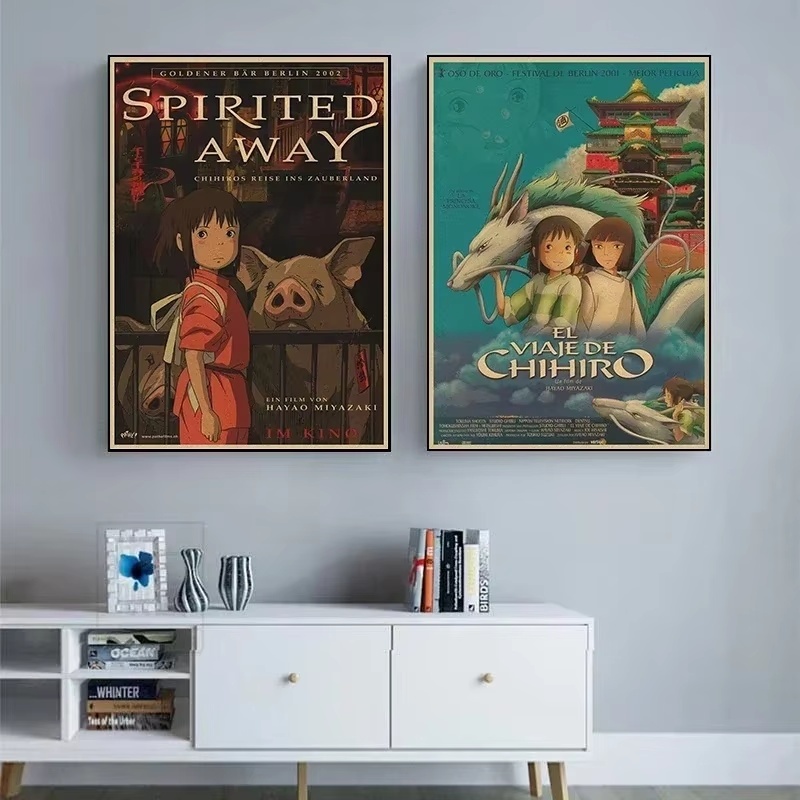 Quadros decorativos A Viagem de Chihiro pôster minimalista (2 peças)
