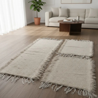 Jogo Tapete Cozinha Algodão Cru 3 Peças 2 Tapetes + 1 Passadeira em Oferta na Shopee