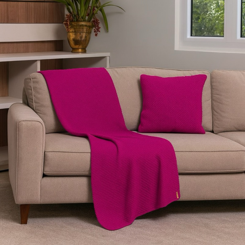 Kit 2 peças Manta Decorativa Para Sofá Poltrona Sala Cama Peseira + Capa de Almofada Elegante