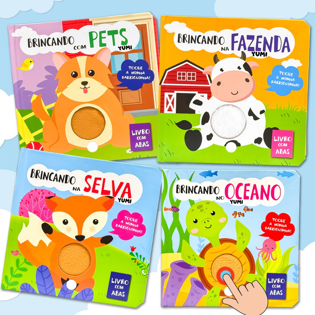Coleção Livro Infantil Bebê Toque E Sinta Com Abas - Oceano Selva Fazenda Livro Sensorial Texturas em Oferta na Shopee