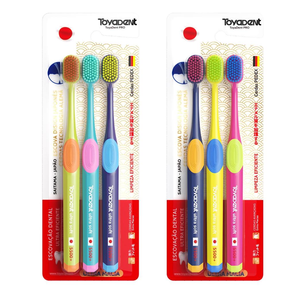 TOYADENT PRO Escova Dental com Cerdas Premium Alemãs da Pedex - 3 unidades