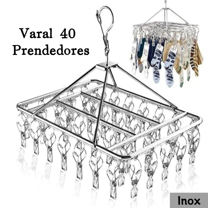 Varal 40 Prendedores Roupa Bebe Calcinha Cueca Dobrável Inox Reforçado em Oferta na Shopee