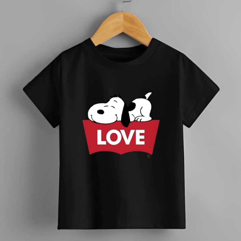 Camiseta Infantil Juvenil Unissex Estilosa Snoopy Love - T-shirt 100% Algodão Alta qualidade - Moda infantil em Alta