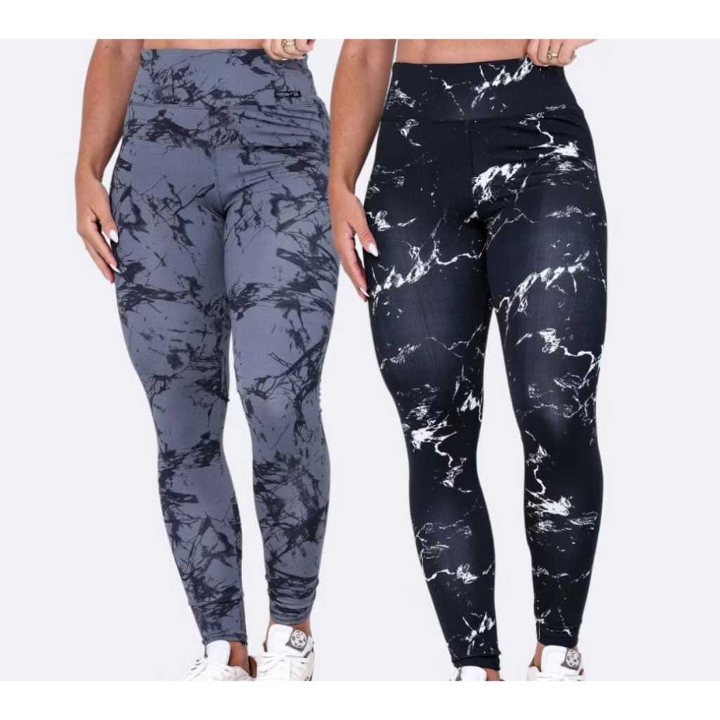 Kit 2 Calça Legging Tie Dye Marmorizada Cintura Alta em Oferta na Shopee