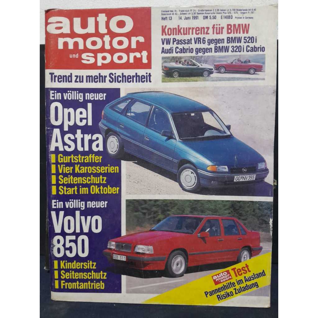 REVISTA AUTO MOTOR UND SPORT - HEFT 13 - 14 JUNI 1991 - 238 PÁGINAS. PUBLICAÇÃO ALEMÃ REFERÊNCIA NO SEGMENTO, COM REPORT