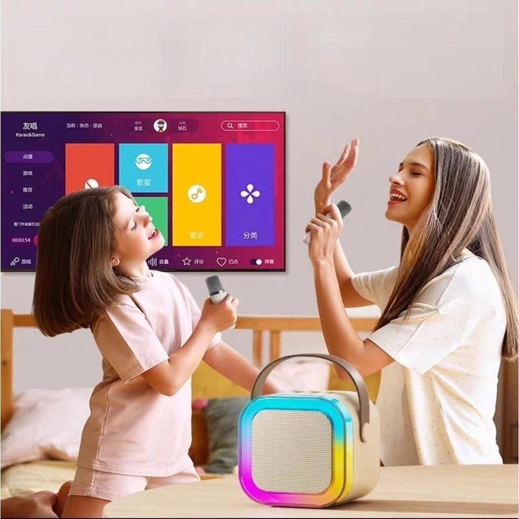 Kit Karaokê Compacto Bluetooth - Alto-Falante Portátil + 1 Microfone Sem Fio para Festas P8