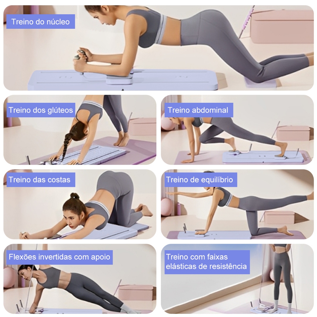 Detalhes do Prancha Para Pilates e Abdominal Multifuncional 9 em 1 | Treino Completo, Dobrável, Portátil