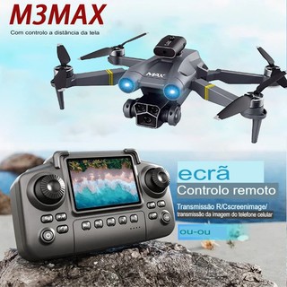 DLI Mini Drone M3 Max com Tela Câmera Dupla Motor Brushless Evita Obstáculos 2 Baterias
