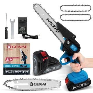 21V Motosserra elétrica portátil potente sem escova de 6-8 polegadas + 2 baterias