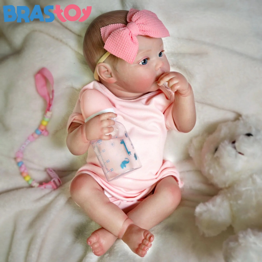 Brastoy Bebê Reborn Boneca  Silicone 48cm Menina Realista Ohlo Azul em Oferta na Shopee