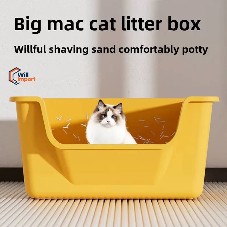 Caixa de areia alta para gato grande Gigante Bandeja Areia Gato Caixa de areia para gatos semifechada