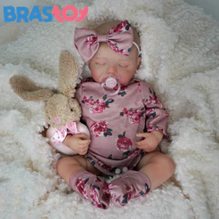 Bebê Reborn Boneca Silicone 48cm Menina Realista Adormecido Brastoy