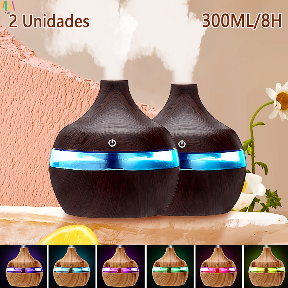 Umidificador de Aromaterapia Ied de 7 Cores Silencioso e Versátil Fácil de Usar em Casa no Escritório ou no Carro
